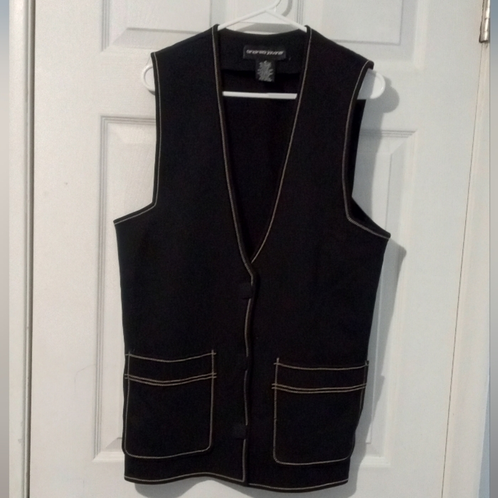 Andrea Jovine Black Vest with Cream Accents